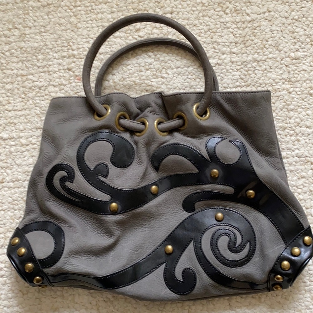 JLo grey pebbled leather hand bag